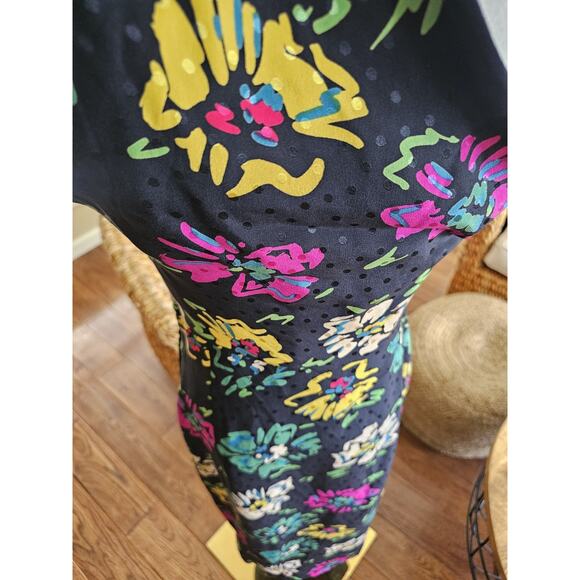 Emanuel Ungaro 80's Vintage Silk Floral Dress Women's Size 10 Made in Italy - Picture 13 of 16